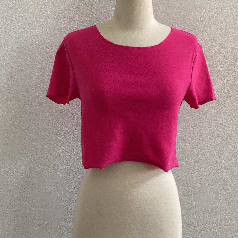 Zara Pink Knit Cropped‎ Tank Top Size M